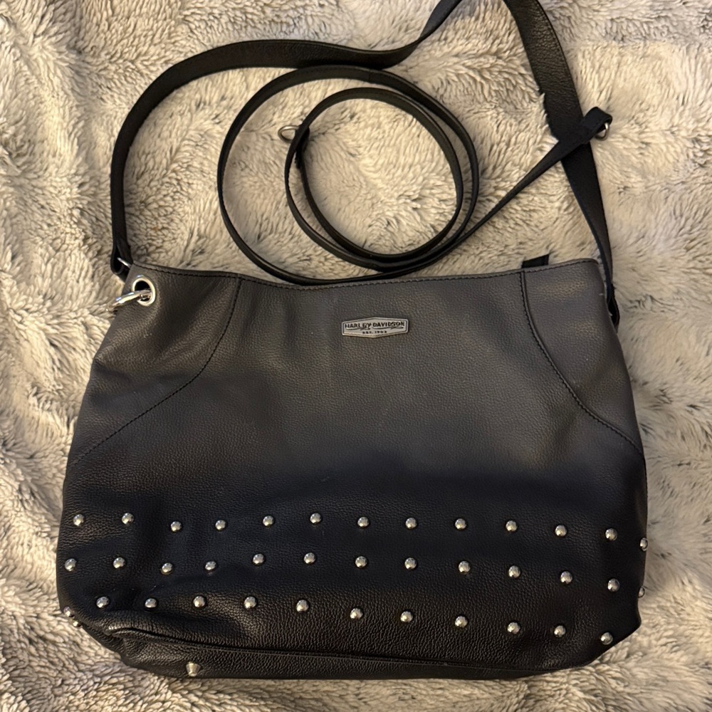 Harley Davidson Black Studded Shoulder Bag